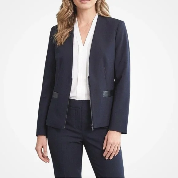 Nine West Womens Blazer Size 12 Black Fitted Career Jacket Business Chic Office - Picture 1 of 12
